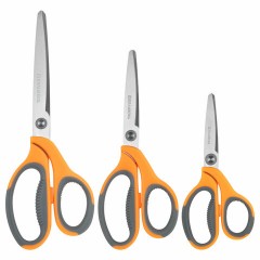 Ножницы BRAUBERG "PROFESSIONAL" 3 шт. (135, 180, 210 мм), серо-оранжевые ручки, ВЫГОДНАЯ УПАКОВКА, 272981 Ножницы BRAUBERG "PROFESSIONAL" 3 шт. (135, 180, 210 мм), серо-оранжевые ручки, ВЫГОДНАЯ УПАКОВКА, 272981 - фото 2
