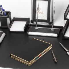 Ежедневник датированный 2026 А5 148х218 мм, GALANT "Infinity Gold", под кожу, черный, 117500 - фото 5