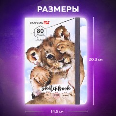 Скетчбук, белая бумага 120 г/м2, 145х203 мм, 80 л., резинка, твердый, BRAUBERG ART DEBUT "Львёнок", 114585 Скетчбук, белая бумага 120 г/м2, 145х203 мм, 80 л., резинка, твердый, BRAUBERG ART DEBUT "Львёнок", 114585 - фото 10