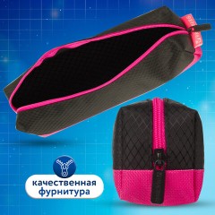 Пенал-косметичка BRAUBERG, мягкий, "Black&Bright", черно-розовый, 21х5х5 см, 229006 - фото 13
