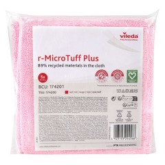 Салфетки VILEDA PROFESSIONAL "МикроТафф Плюс" КОМПЛЕКТ 5 шт., микрофибра, красный, 38х38 см, 174201 - фото 4
