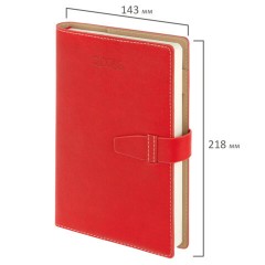 Ежедневник датированный 2026, А5, 143х218 мм, BRAUBERG "Journal", под кожу, застежка, держатель для ручки, органайзер, красный, 117380 - фото 2