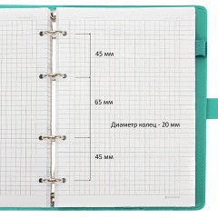 Тетрадь на кольцах А5, 180х220 мм, 120 л., под кожу soft-touch, застежка, BRAUBERG SHADE, морской, 405248 - фото 4