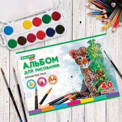 Альбом для рисования, А4, 40 листов, скоба, обложка картон, BRAUBERG KIDS, 200х285 мм, "Зверята" (2 вида), 106683 - фото 7