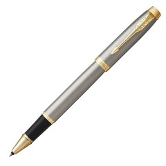 Ручка-роллер PARKER "IM Core Brushed Metal GT", серебристый матовый лак, позолота, черная, 1931663 - фото 5