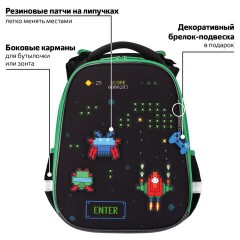 Ранец BRAUBERG PREMIUM, 2 отделения, с брелоком, "Атака", патчи на липучках, 38х29х16 см, 273104 - фото 13