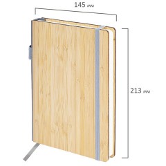 Ежедневник недатированный, А5, 145х213 мм, BRAUBERG "Bamboo", резинка-фиксатор, держатель для ручки, 160 л., бамбук, 117137 - фото 3