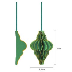 Елочные украшения из бумаги, НАБОР 6 шт., с глиттером, цвет изумрудный, ЗОЛОТАЯ СКАЗКА, 592541 - фото 3