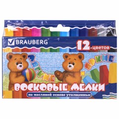 Восковые мелки утолщенные BRAUBERG, НАБОР 12 цветов, на масляной основе, яркие цвета, 222970 - фото 6