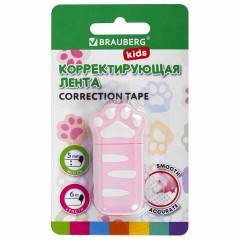 Корректирующая лента BRAUBERG KIDS "ЛАПКИ", 5 мм х 6 м, корпус розовый, блистер, 272497 Корректирующая лента BRAUBERG KIDS "ЛАПКИ", 5 мм х 6 м, корпус розовый, блистер, 272497 - фото 2