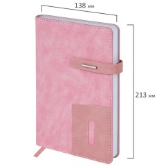 Ежедневник недатированный А5 138х213 мм BRAUBERG "Cowboy", под кожу, застежка 160 л., розовый, 116199 - фото 2