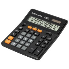 Калькулятор настольный BRAUBERG AAA-888 (202x159 мм), 12 разрядов, ЧЕРНЫЙ, двойное питание, 273981 - фото 3