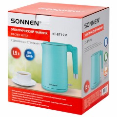 Чайник электрический с двойными стенками SONNEN KT-8719M, 1,5 л, 2200 Вт, мятный, 454694 Чайник электрический с двойными стенками SONNEN KT-8719M, 1,5 л, 2200 Вт, мятный, 454694 - фото 15