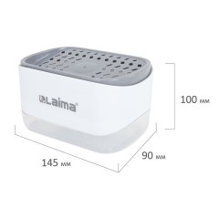 Диспенсер/дозатор для моющего средства, органайзер + губка, БЕЛЫЙ, 14,5х9х10 см, LAIMA HOME, 700041 - фото 2