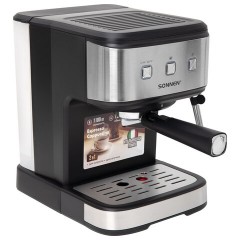 Кофеварка рожковая ручной капучинатор SONNEN CM8501, 1100 Вт, 1,5 л, 15 бар, черная/серебро, 456335 - фото 3