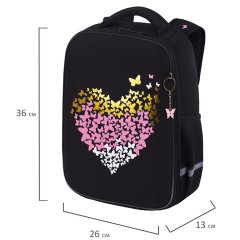 Ранец BRAUBERG LIGHT, 1 отделение, с брелоком, "Shining heart", фольгированная печать, 36х26х13 см, 272029 - фото 11