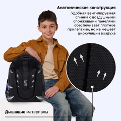 Ранец BRAUBERG SHINY, 2 отделения, с брелоком, "Царь зверей", светящийся рисунок, 38х28х14 см, 272039 - фото 14