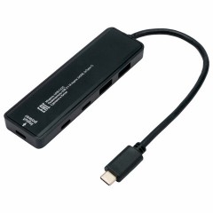 Хаб USB 3.1, 2xUSB, 2xType-C, с дополнительным питанием (Type-C), кабель Type-C 19 см, черный, GEMBIRD UHB-C425 Хаб USB 3.1, 2xUSB, 2xType-C, с дополнительным питанием (Type-C), кабель Type-C 19 см, черный, GEMBIRD UHB-C425 - фото 2