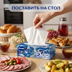 Салфетки косметические 2-слойные в картонном коробе, 250 штук, ZEMMA/ZEWA Everyday, 86791 - фото 27