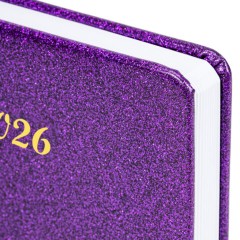 Ежедневник датированный 2026 А5 138x213 мм BRAUBERG Sparkle, под кожу, блестки, фиолетовый, 117438 - фото 3