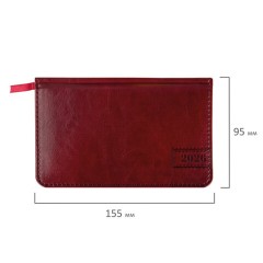 Еженедельник датированный 2026, МАЛЫЙ ФОРМАТ 95х155 мм, А6, BRAUBERG "Imperial", под кожу, бордо, 117188 - фото 2