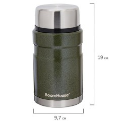 Термос 0,7 л для еды/напитков с широким горлом, BOOMHOUSE (БУМХАУС) RIBBED, нержавеющая сталь SUS304, оливковый, 700321 - фото 6