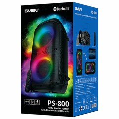 Колонка портативная SVEN PS-800, 100 Вт, TWS, Bluetooth, FM, USB, microSD, LED-дисплей, черная, SV-021511 - фото 16