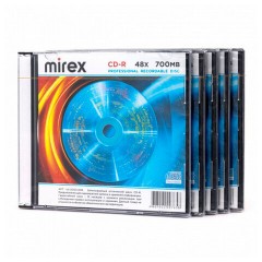 Диск CD-R MIREX, 700 Мб, 48x, Slim Case, КОМПЛЕКТ 5 шт., UL120051A8F - фото 4