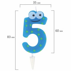 Свеча-цифра для торта "5" "С глазками", 6 см, ЗОЛОТАЯ СКАЗКА, с держателем, в блистере, 591408 Свеча-цифра для торта "5" "С глазками", 6 см, ЗОЛОТАЯ СКАЗКА, с держателем, в блистере, 591408 - фото 5