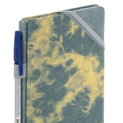 Блокнот А5 135x210 мм BRAUBERG "Denim", ткань/экокожа, резинка, держатель, 80 л., клетка, синий, 117139 - фото 5