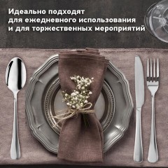 Набор столовых приборов PREMIUM 24 шт., 6 персон, серебристый, нержавеющая сталь, DASWERK, 609073 Набор столовых приборов PREMIUM 24 шт., 6 персон, серебристый, нержавеющая сталь, DASWERK, 609073 - фото 12