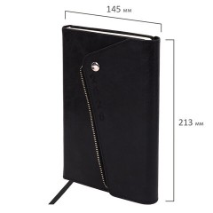 Ежедневник датированный 2026, А5, 145х213 мм, BRAUBERG "Jacket", под кожу, клапан, держатель, черный, 117399 - фото 2