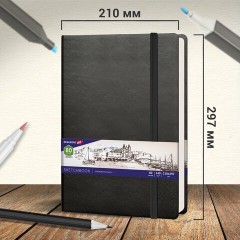 Скетчбук, слоновая кость 140 г/м2 210х297 мм, 80 л., КОЖЗАМ, резинка, BRAUBERG ART CLASSIC, черный, 113200 Скетчбук, слоновая кость 140 г/м2 210х297 мм, 80 л., КОЖЗАМ, резинка, BRAUBERG ART CLASSIC, черный, 113200 - фото 12