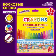 Восковые мелки утолщенные на масляной основе ЮНЛАНДИЯ "ДОМИКИ", 24 цвета, 273091 - фото 9