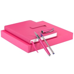 Ежедневник в подарочном наборе 5 в 1, А5, 145x212 мм, BRAUBERG "President", под кожу, 160 листов, розовый, 116852 - фото 4