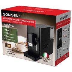Кофемашина автоматическая SONNEN ACM-1002, ручной капучинатор, 1,5 л, 1350 Вт, 20 бар, 15 степеней помола, выбор крепости и объема, 457888 - фото 11