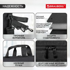Сумка портфель BRAUBERG PRACTICAL с отделением для ноутбука 15,6", "Red line", черная, 29х40х7 см, 270829 - фото 14