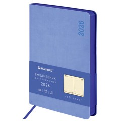 Ежедневник датированный 2026 А5 138x213 мм, BRAUBERG "Metropolis Mix", под кожу, гибкий, голубой, 117444
