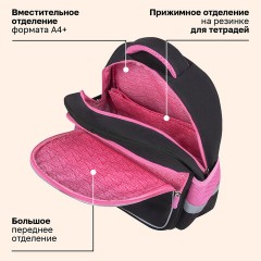 Рюкзак BRAUBERG FAVOUR, 2 отделения, 3 кармана, "Сонный котик", 40х29х15 см, 272058 - фото 16