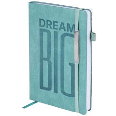 Ежедневник недатированный А5 138х213 мм BRAUBERG "BeStyle", под кожу, резинка, держатель, 160 л., сине-зеленый, 116218