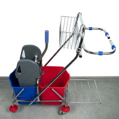 Тележка уборочная BRABIX, 2-съемных ведра по 15 л, отжим, корзина, держатель для мусорного мешка с поддерживающей платформой, 601500 - фото 13
