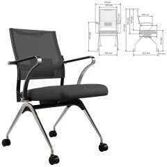 Кресло для приемных и переговорных на колесах МЕТТА ErgoLife Sit Air M4, ткань-сетка черная, z697.5D.1.662 - фото 2