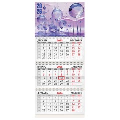 Календарь квартальный на 2026 г., 3 блока, 3 гребня, бегунок, мелованная бумага, BRAUBERG, "Фантастический мир", 116800