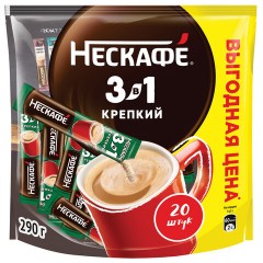 Кофе растворимый порционный NESCAFE "3 в 1 Крепкий", КОМПЛЕКТ 20 пакетиков по 14,5 г, 12460873 - фото 3