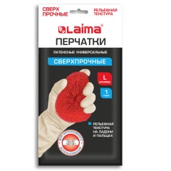 Перчатки МНОГОРАЗОВЫЕ латексные LAIMA "ULTRA" СВЕРХПРОЧНЫЕ, бежевые, размер L (большой), вес 96 г, 700548 - фото 2