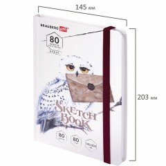 Скетчбук, белая бумага 80 г/м2, 145х203 мм, 80 л., резинка, твердый, BRAUBERG ART DEBUT "Хогвартс", 114581 - фото 7