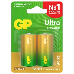 Батарейки КОМПЛЕКТ 2 шт., GP Ultra G-Tech, С (LR14, 14А), алкалиновые, блистер, 14AU-2CR2 - фото 4
