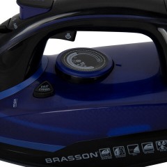 Утюг паровой BRASSON (БРАССОН) SI-2530, 3000 Вт, керамика, автоотключение, антикапля, ШНУР 2,8 м, самоочистка, черный/синий, 458311 - фото 6