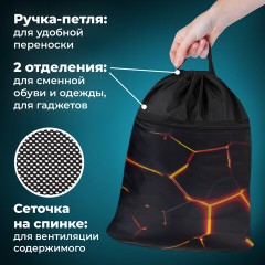 Мешок для обуви BRAUBERG БОЛЬШОЙ, с ручкой, карман на молнии, сетка, 49х41 см, "Keep out", 272405 Мешок для обуви BRAUBERG БОЛЬШОЙ, с ручкой, карман на молнии, сетка, 49х41 см, "Keep out", 272405 - фото 9