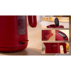 Чайник BOSCH TWK 2M164, 1,7 л, 2400 Вт, закрытый нагревательный элемент, пластик, красный - фото 2